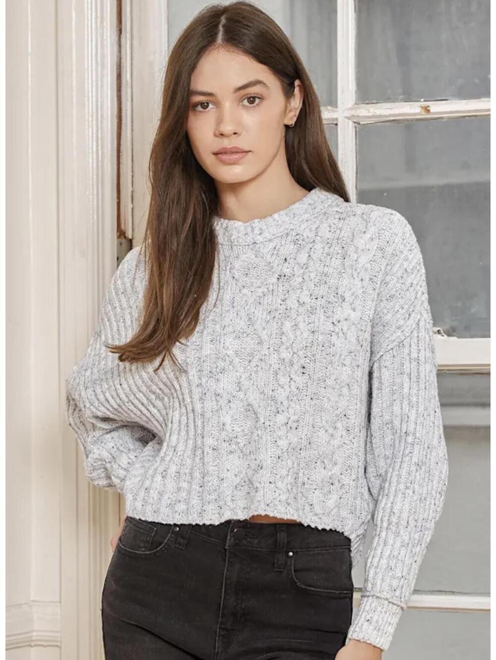 Free People On Your Side Blue Combo Pullover Knit Sweater - Women's medium